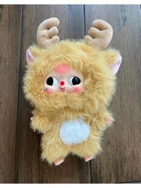 Yiwu First Rigorously Moose Baby Three bb3 Plush Toy 8” Moveable Eyes Lt Orange